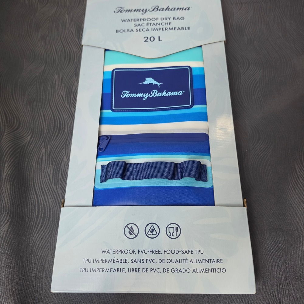 Tommy Bahama Dry Bag Unisex 20L Blue Stripe Waterproof TPU Lot of 3 No Straps
